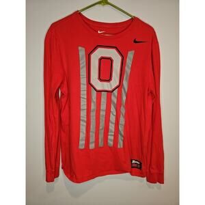 The NIKE Tee Red T-Shirt Sz M Ohio State University Buckeyes OSU Athletic Cut LS